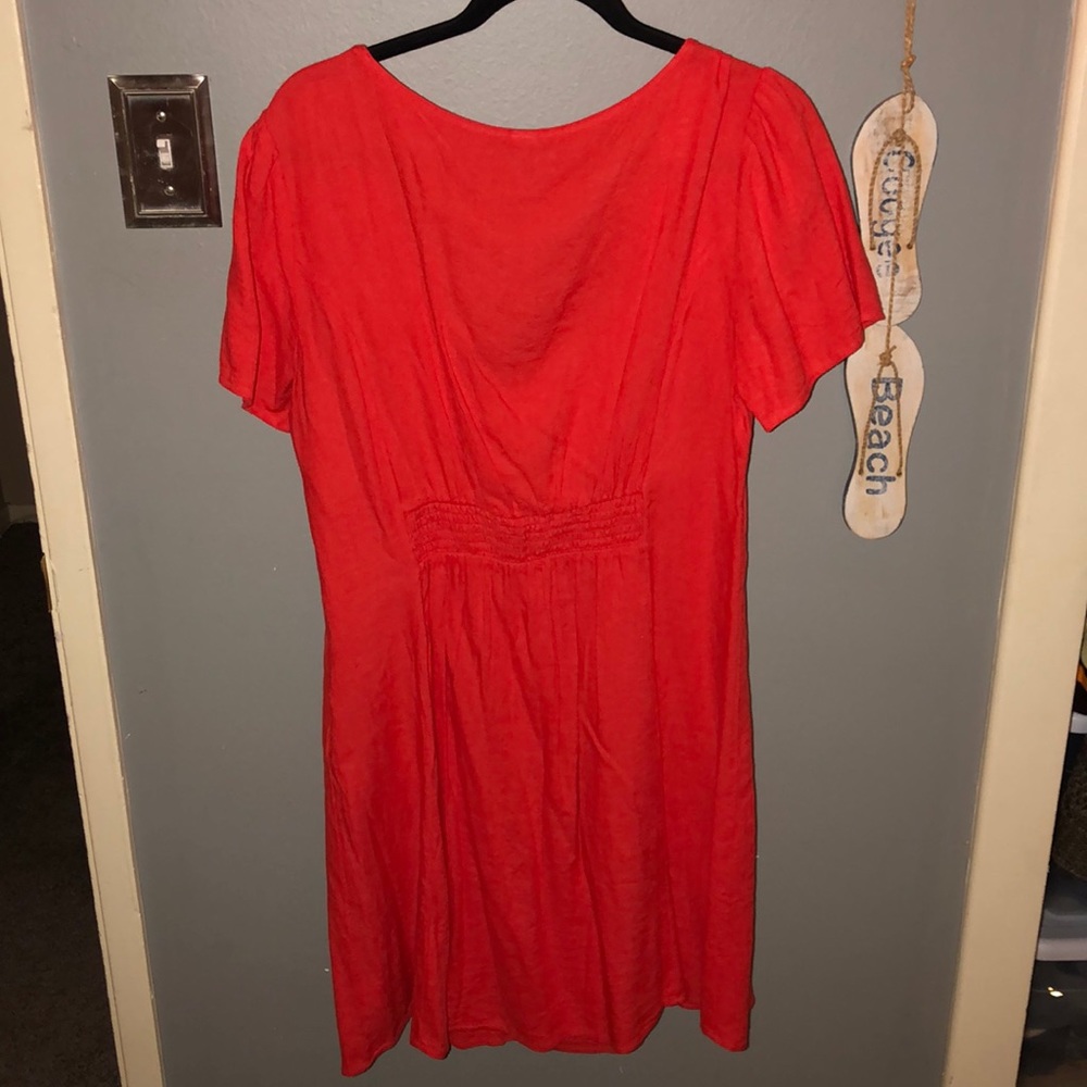 NWT Old Navy Linen Fit & Flare Dress - Orange - Picture 5 of 6